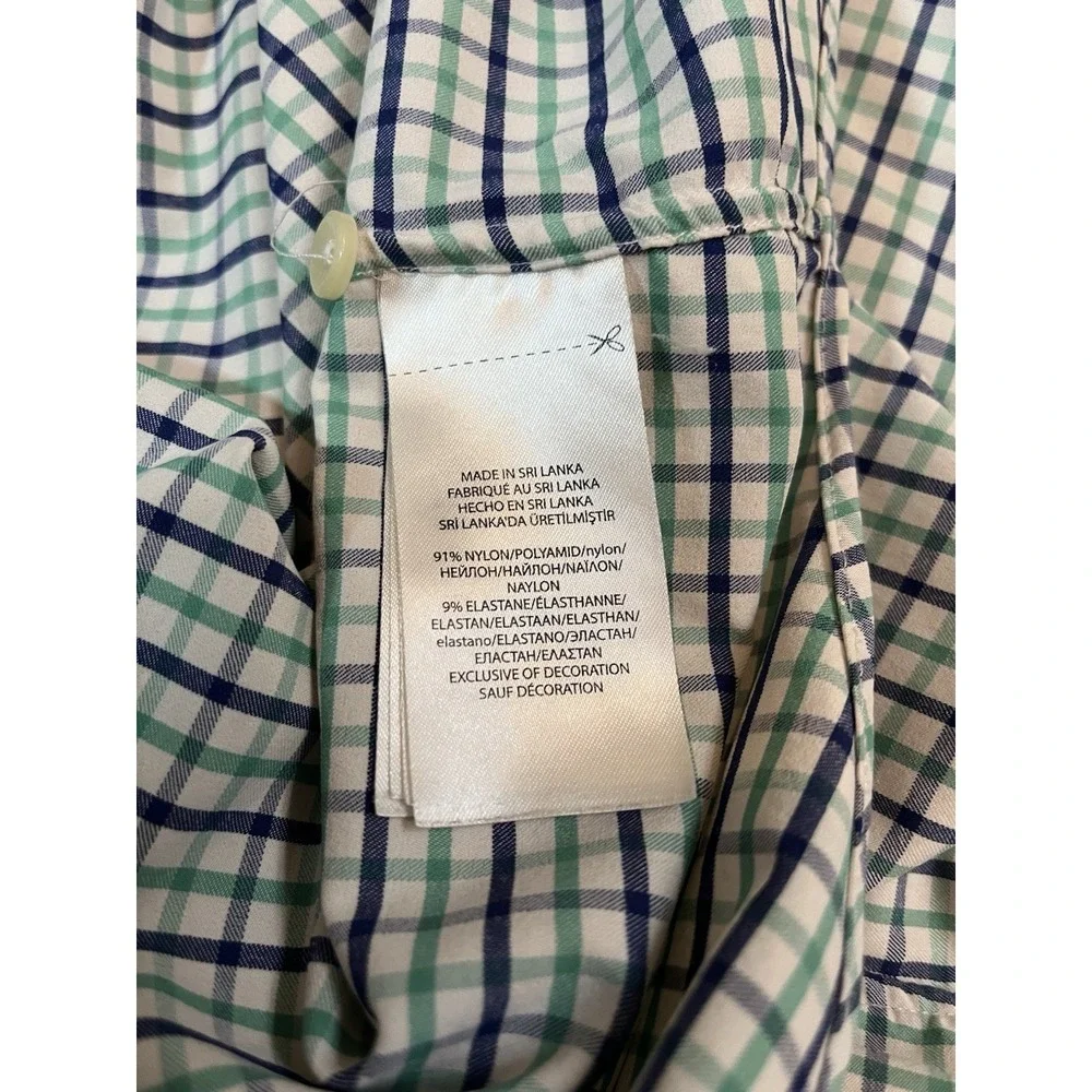 Polo Ralph Lauren Performance Men Large Blue Green‎ Tattersall Check Pony Oxford